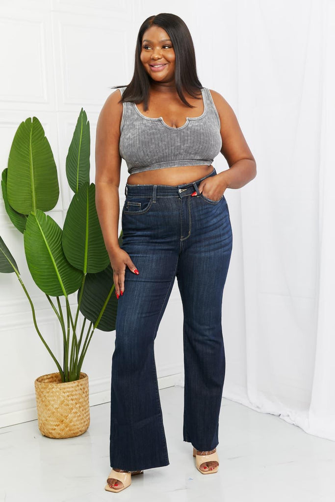 Judy Blue Tiffany Full Size Mid Rise Flare Jeans (Online Only) - Made by Trendsi , available in jeans, Judy Blue, may, Ship from USA , located in Panama City, FL.