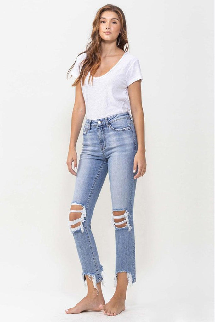 Lovervet Full Size Courtney Super High Rise Kick Flare Jeans (Online Only) - Made by Trendsi , available in Lovervet, Ship from USA, trendsi , located in Panama City, FL.
