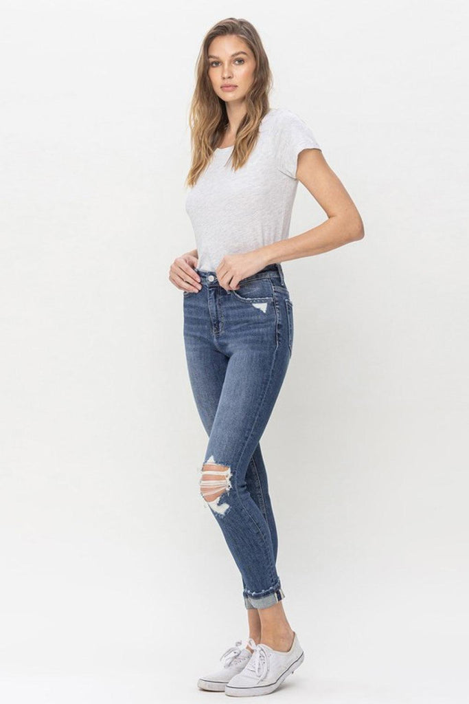 Vervet by Flying Monkey Teagan Full Size High Rise Cropped Skinny Jeans (Online Only) - Made by Trendsi , available in jeans, online, Ship from USA, Vervet by Flying Monkey , located in Panama City, FL.
